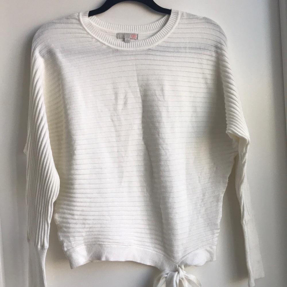 Gianni Bini Ivory dolman sleeve tie waist sweater